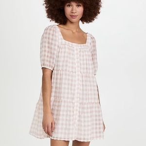 En Saison Gingham Puff Sleeve Mini Dress Size M